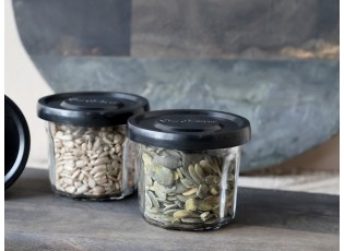 Skleněná dóza s černým víčkem French Jam - Ø 7,5*5,5 cm