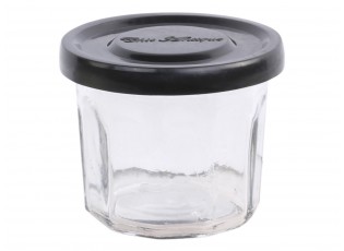 Skleněná dóza s černým víčkem French Jam - Ø 7,5*5,5 cm