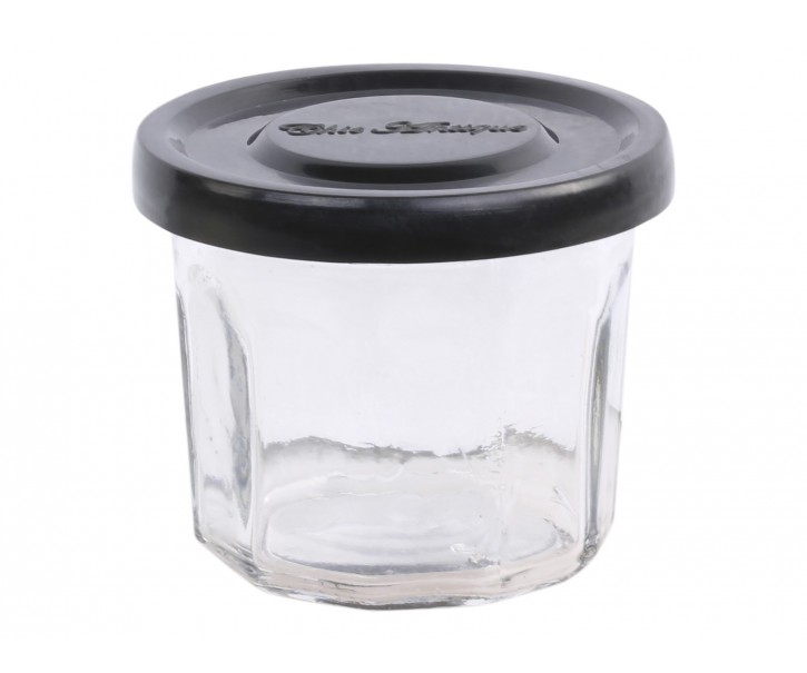 Skleněná dóza s černým víčkem French Jam - Ø 7,5*5,5 cm Chic Antique