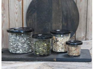 Skleněná dóza s černým víčkem French Jam - Ø 9.5*10 cm