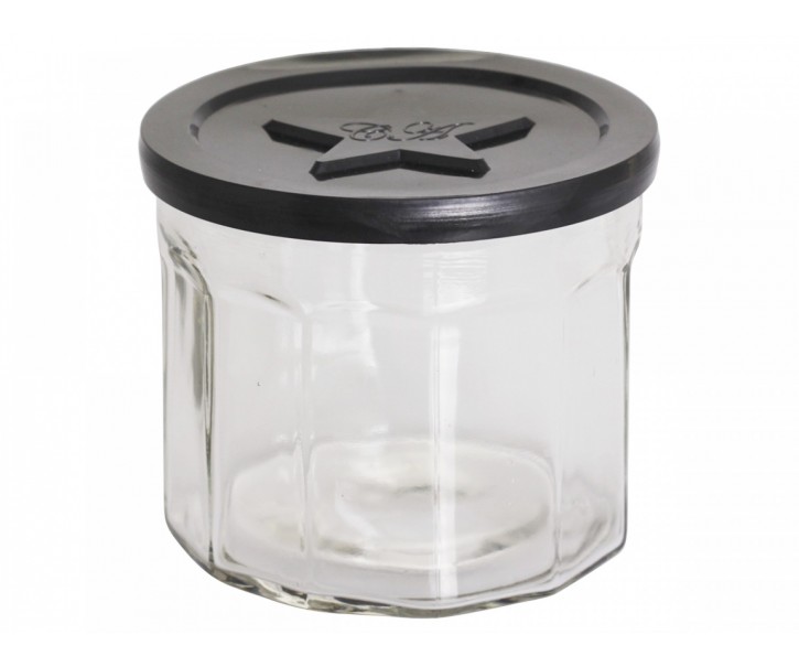 Skleněná dóza s černým víčkem French Jam - Ø 13*11 cm Chic Antique