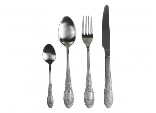 4-dílná stříbrná mat sada příboru Ornament - 23cm