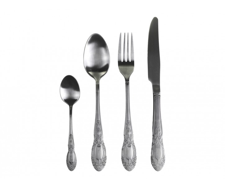 4-dílná stříbrná sada příboru Ornament - 23cm Chic Antique
