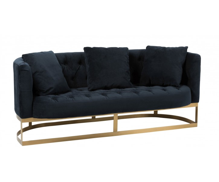 Antracitová sametová designová pohovka se zlatou podstavou Wilson - 180*76*74cm J-Line by Jolipa