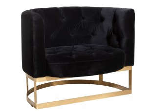 Antracitové sametové designové křeslo se zlatou podstavou Wilson - 90*76*74cm