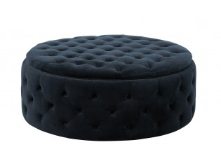 Antracitový sametový designový sedák Wilson - Ø 100*40cm