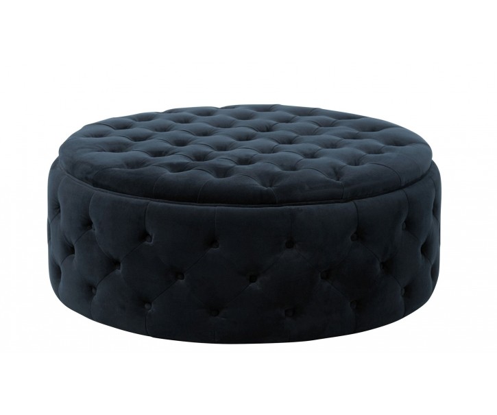 Antracitový sametový designový sedák Wilson - Ø 100*40cm J-Line by Jolipa