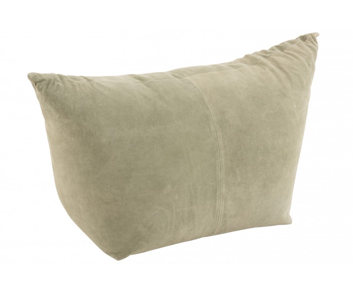 Béžovo-zelený kožený puf / sedák Pouf cross low - 80*45*54cm J-Line by Jolipa