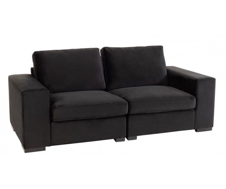 Černá 2-místná sametová pohovka Nalmi black - 212*98*68cm J-Line by Jolipa