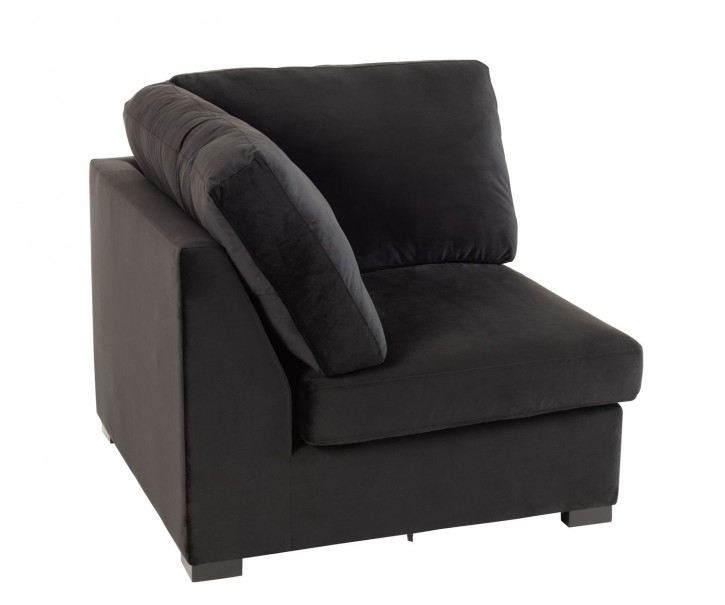 Černý 1-místný sametový rohový díl pohovky Nalmi black - 108*108*89cm J-Line by Jolipa