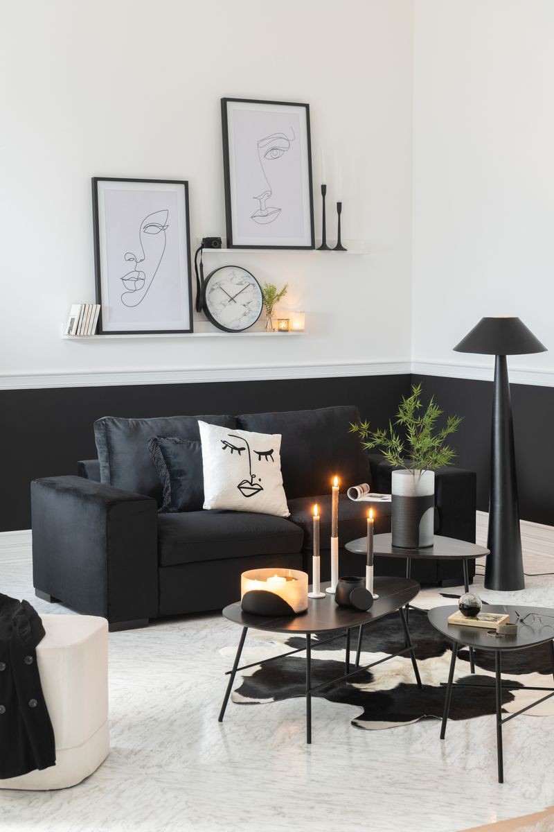 Černý 1-místný sametový rohový díl pohovky Nalmi black - 108*108*89cm J-Line by Jolipa Černý 1-místný sametový rohový díl pohovky Nalmi black - 108*108*89cm J-Line by Jolipa
