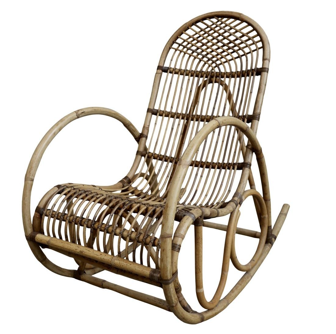 Přírodní ratanové houpací křeslo Old French - 58*106*100 cm Chic Antique Přírodní ratanové houpací křeslo Old French - 58*106*100 cm Chic Antique