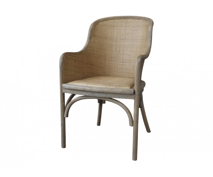 Antik dřevěná židle s výpletem a opěrkami Old French chair - 56*56*91 cm Chic Antique