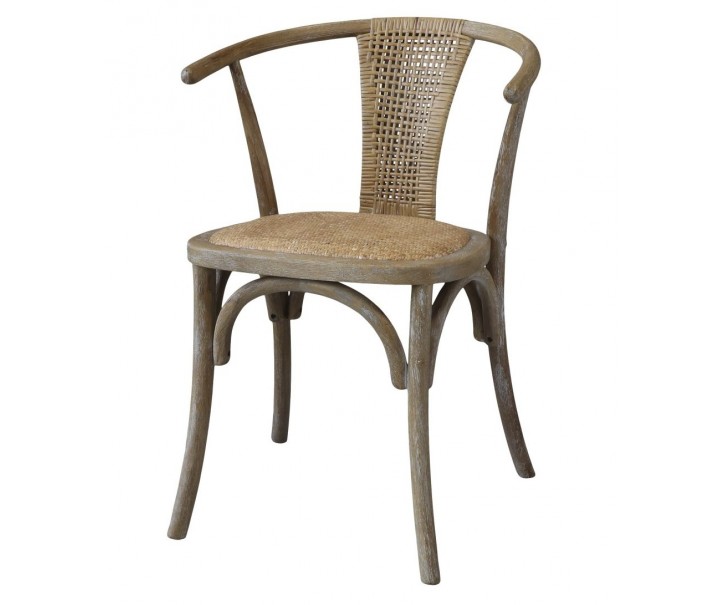Přírodní ratanová židle s opěrkami Wicker seat - 50*45*79 cm Chic Antique