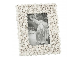 Bílý dekorativní fotorámeček s dřívky - 18*3*23 cm / 10*15cm