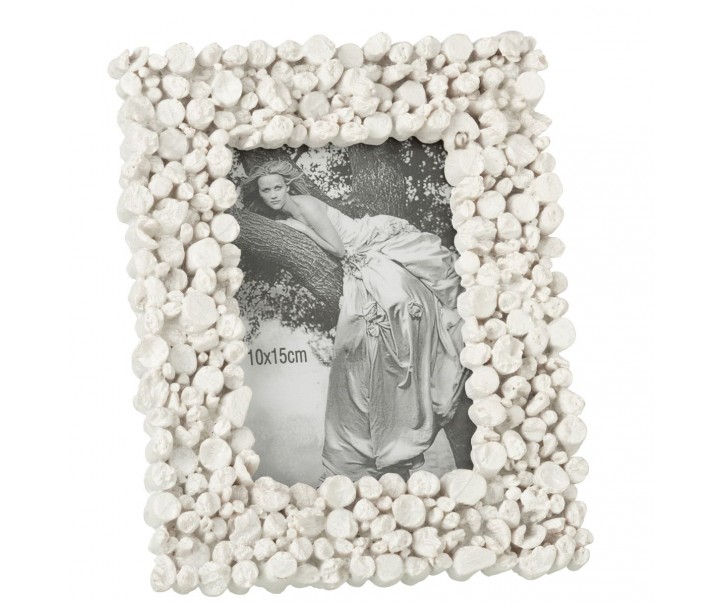 Bílý dekorativní fotorámeček s dřívky - 18*3*23 cm / 10*15cm J-Line by Jolipa