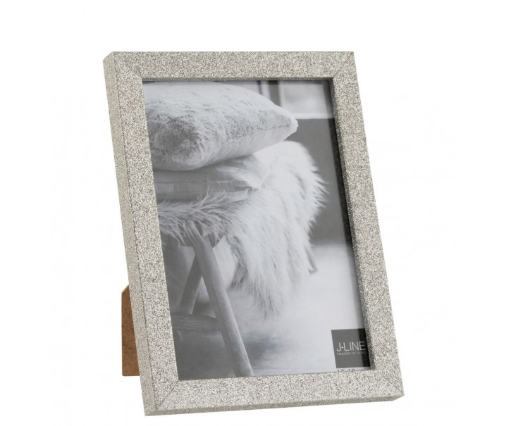 Stříbrný dekorativní fotorámeček s flitry Glitter silver - 15*2*20 cm / 13*18cm J-Line by Jolipa