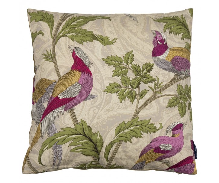 Béžový čtvercový polštář s ptáčky Paisley bird white - 45*45*10cm Mars & More 