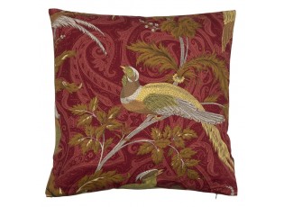 Vínový čtvercový polštář s ptáčky Paisley bird red - 45*45*10cm
