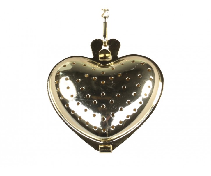 Zlaté sítko na čaj ve tvaru srdce Strainer tea - 5*1,5*5 cm Chic Antique