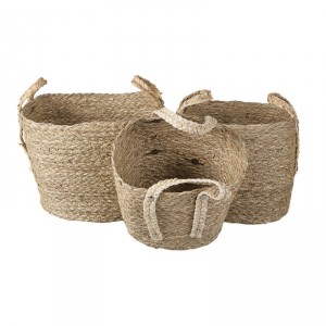 3 ks pletených košů Marcia s uchy- 27*27*21/30 / 23*23*19/27 / 20*20*17*25 cm