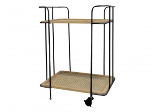 Kovový vozík na kolečkách s dřevěnými deskami Cannie - 55*41*76cm