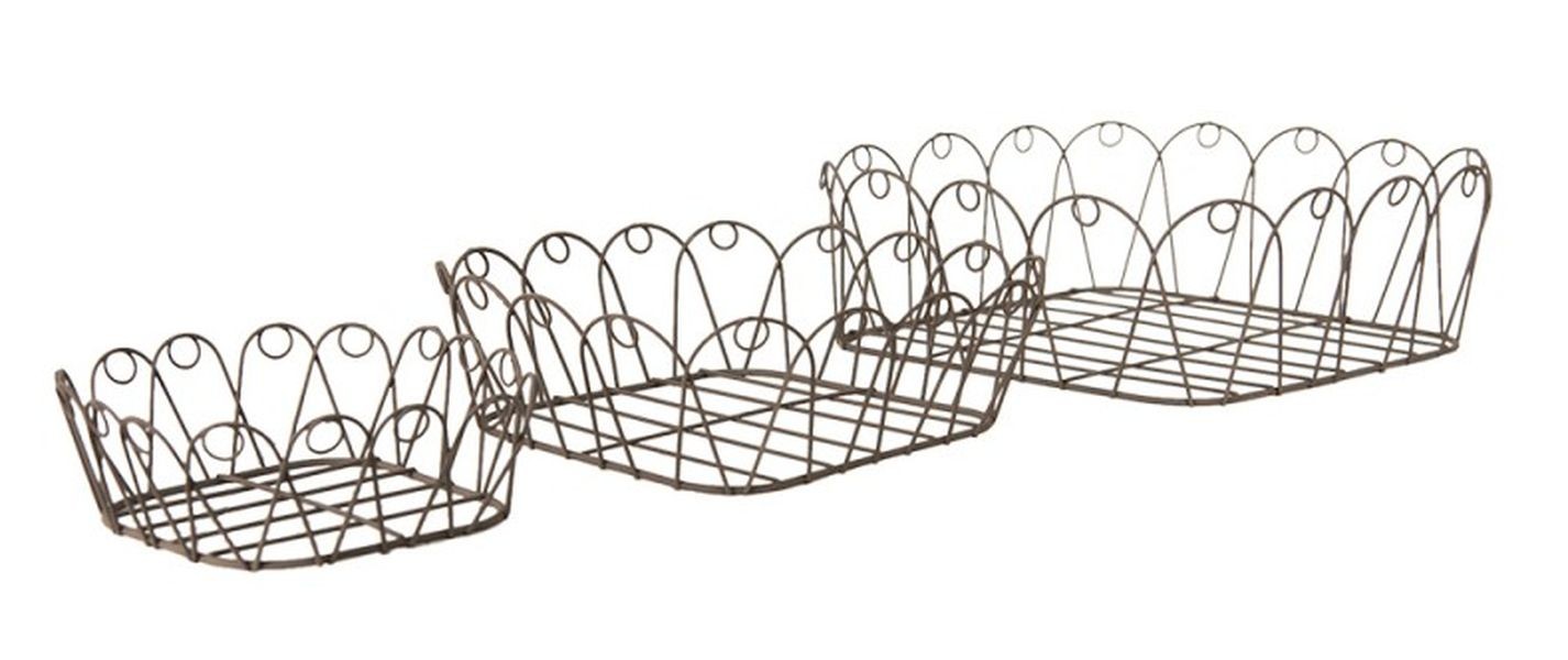3ks hnědé drátěné košíky - 28*28*10 / 23*23*8 / 18*18*6 cm Clayre & Eef 3ks hnědé drátěné košíky - 28*28*10 / 23*23*8 / 18*18*6 cm Clayre & Eef