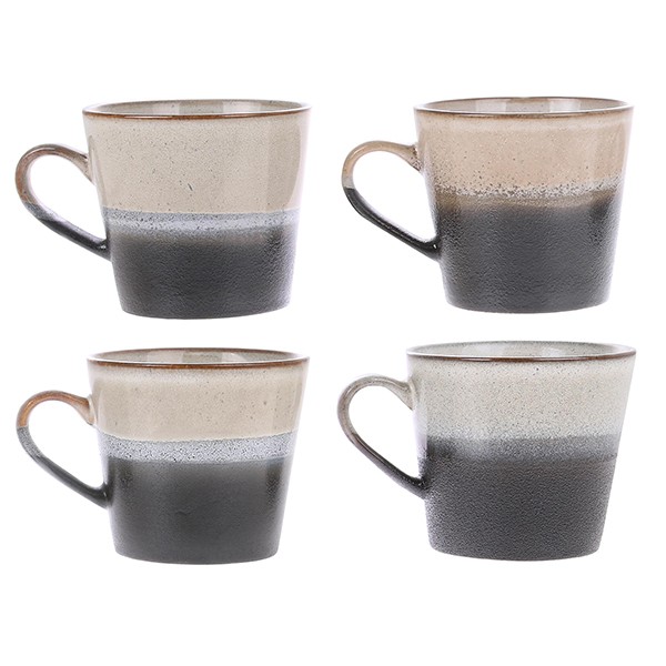 Černý retro hrnek na Cappuccino 70s rock - 12*9,5*8,5cm / 300ml HKLIVING Černý retro hrnek na Cappuccino 70s rock - 12*9,5*8,5cm / 300ml HKLIVING