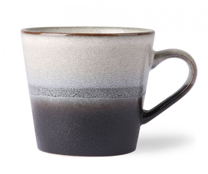 Černý retro hrnek na Cappuccino 70s rock - 12*9,5*8,5cm / 300ml HKLIVING