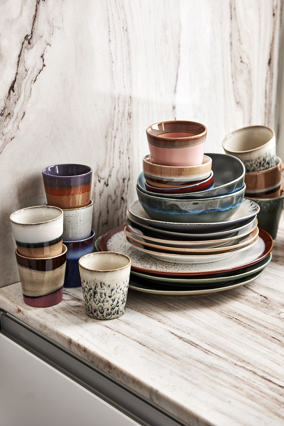 2ks béžový dezertní talíř 70s bark - Ø 22*2cm HKLIVING 2ks béžový dezertní talíř 70s bark - Ø 22*2cm HKLIVING