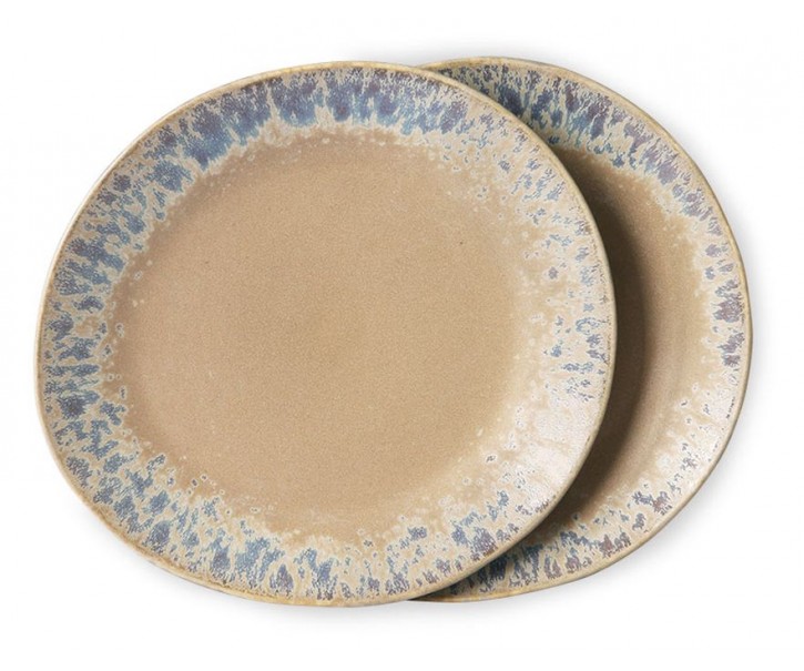 2ks béžový dezertní talíř 70s bark - Ø 22*2cm HKLIVING