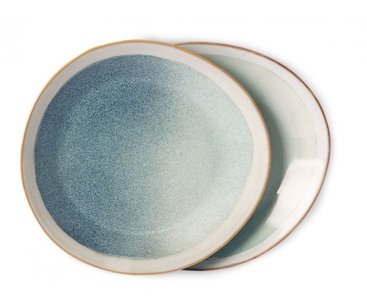 2ks mlhový zelený dezertní talíř 70s mist - Ø 22*2cm HKLIVING