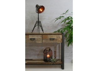 Šedá stolní lampa na trojnožce s bronzovou patinou Damyan - 35*30*77 cm/40W