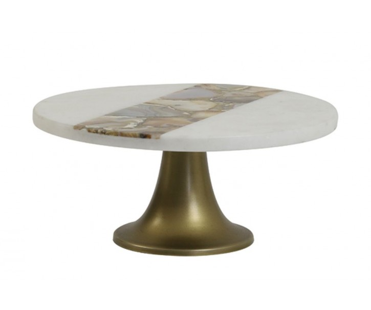 Mramorový podnos na bronzové noze Layo - Ø 25*11cm Light & Living