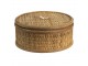 Hnědý ratanový úložný box s víkem Pion - Ø 20*9 cm Clayre & Eef