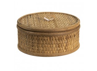 Hnědý ratanový úložný box s víkem Pion - Ø 20*9 cm