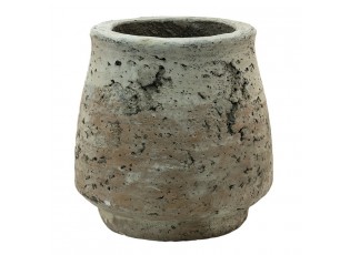 Béžovo-hnědý cementový květináč Mosse - Ø 14*14 cm