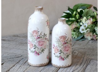 Keramická dekorační váza s růžemi Rose pattern L - Ø 11*31cm