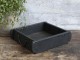 Dřevěná černá retro bedýnka s uchy Brick old black - 31*25*8 cm Chic Antique