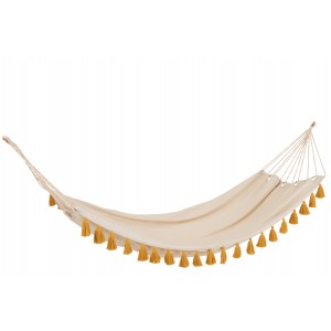 Béžová režná bavlněná hamaka se střapci Hammock - 228*130*335 cm