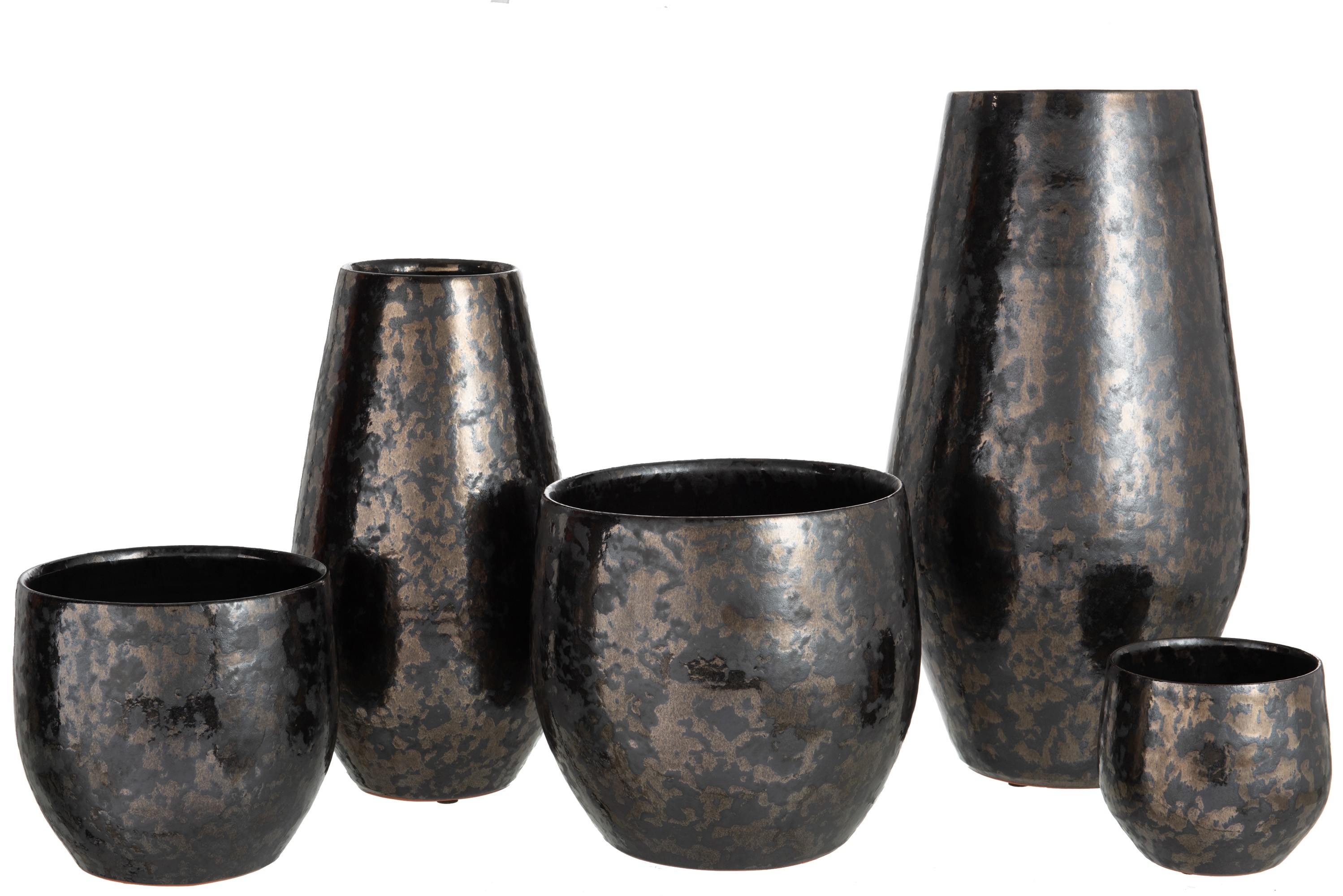 Kouřovo-stříbrný antik keramický květináč Smokey - Ø 23*21cm J-Line by Jolipa Kouřovo-stříbrný antik keramický květináč Smokey - Ø 23*21cm J-Line by Jolipa