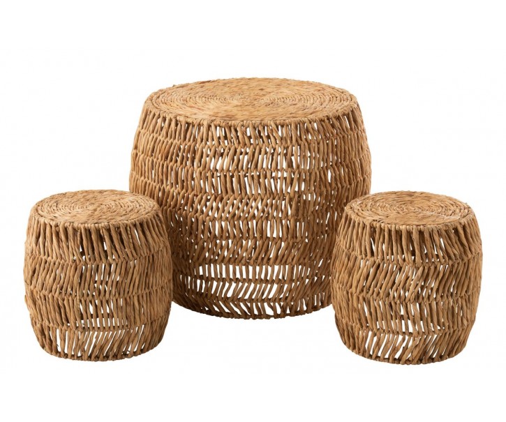 Set odkládací stolek a 2stoličky s výpletem z vodního hyacintu Maurice - Ø76*63cm J-Line by Jolipa