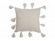 Krémový polštář se střapci a reliéfem Tasse - 45*45*13 cm J-Line by Jolipa