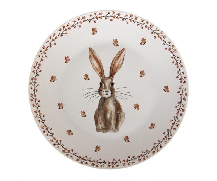 Keramický jídelní talíř Rustic Easter Bunny - Ø 26*2 cm Clayre & Eef