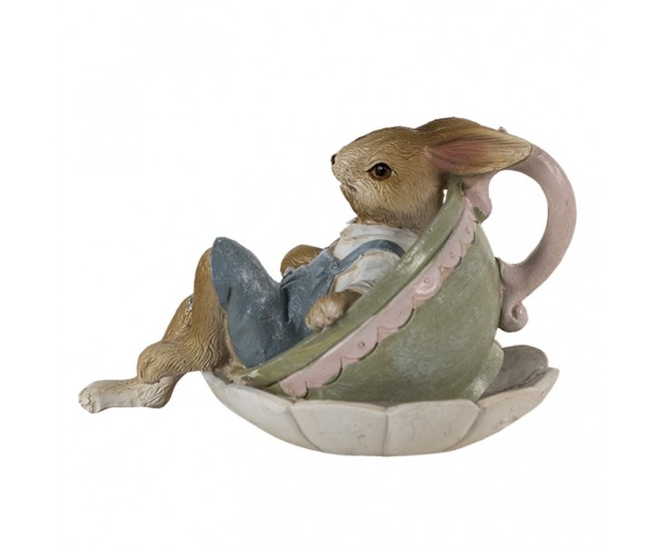 Dekorace Králíček v šálku - 11*8*7 cm Clayre & Eef