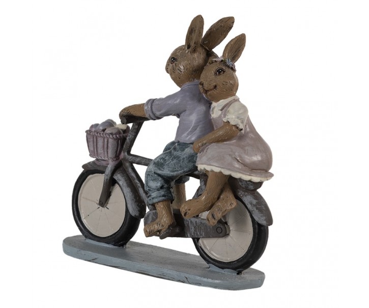Dekorace zamilovaní králíci na kole - 14*5*15 cm Clayre & Eef
