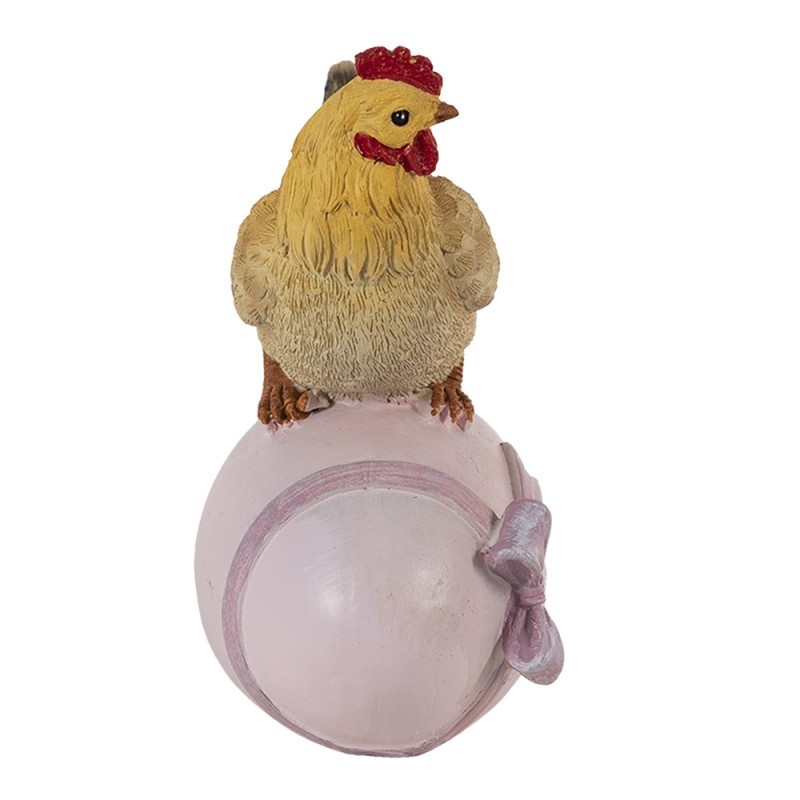 Dekorace slepička na vajíčku s mašlí - 9*7*12 cm Clayre & Eef Dekorace slepička na vajíčku s mašlí - 9*7*12 cm Clayre & Eef