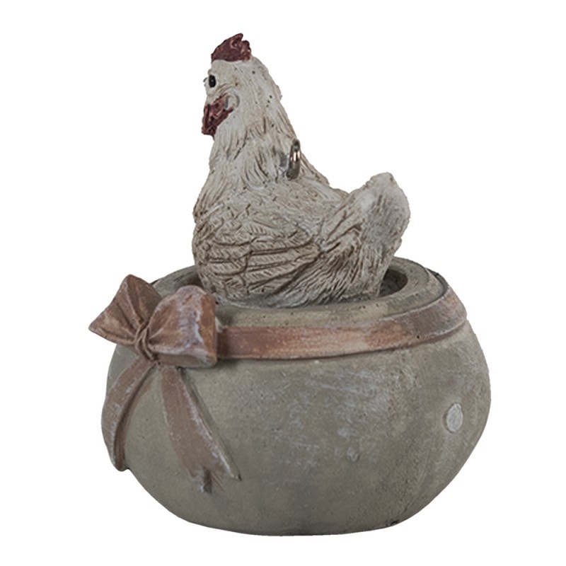 Závěsná dekorace slepička na misce s mašlí - 6*5*6 cm Clayre & Eef Závěsná dekorace slepička na misce s mašlí - 6*5*6 cm Clayre & Eef