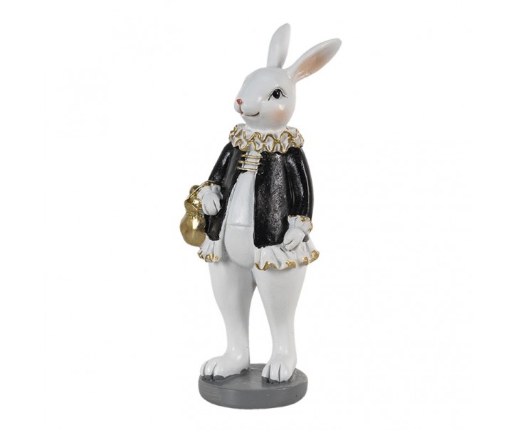 Dekorace králík v černém kabátku - 5*5*15 cm Clayre & Eef