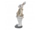 Dekorace králík v béžovém kabátku a měšcem - 5*5*15 cm Clayre & Eef